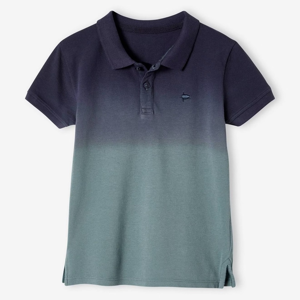 Vertbaudet Short Sleeve Ombré Polo (Navy/Sage) Size 116/6 (runs small - fits 5Y)